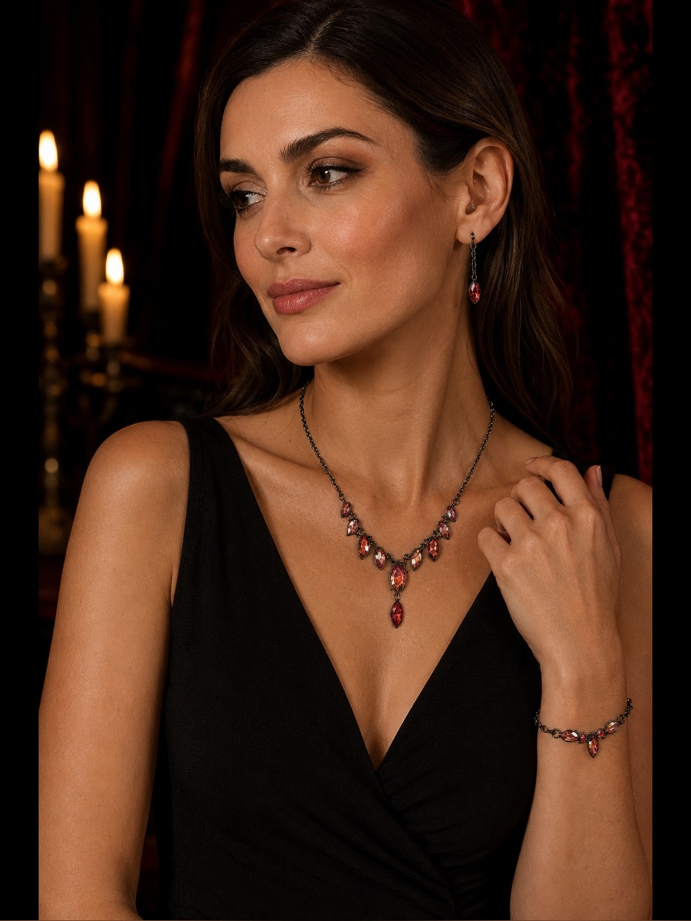 Women's Teardrop Necklace and Earring Set,NIB